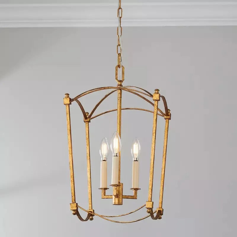 Simple Villa iron droplight ceiling lamp with four heads in black iron or gold foil colour
