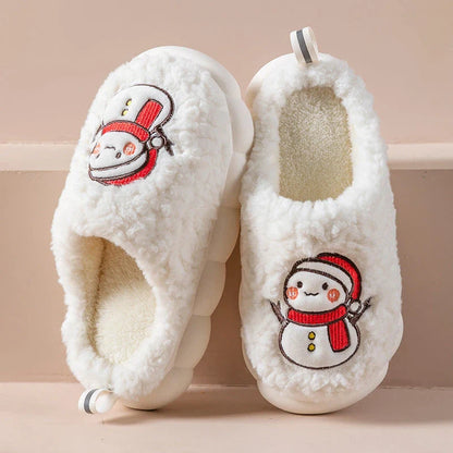 Cozy snowman-themed slippers with plush materials, anti-slip soles, and a variety of color options for comfortable indoor wear