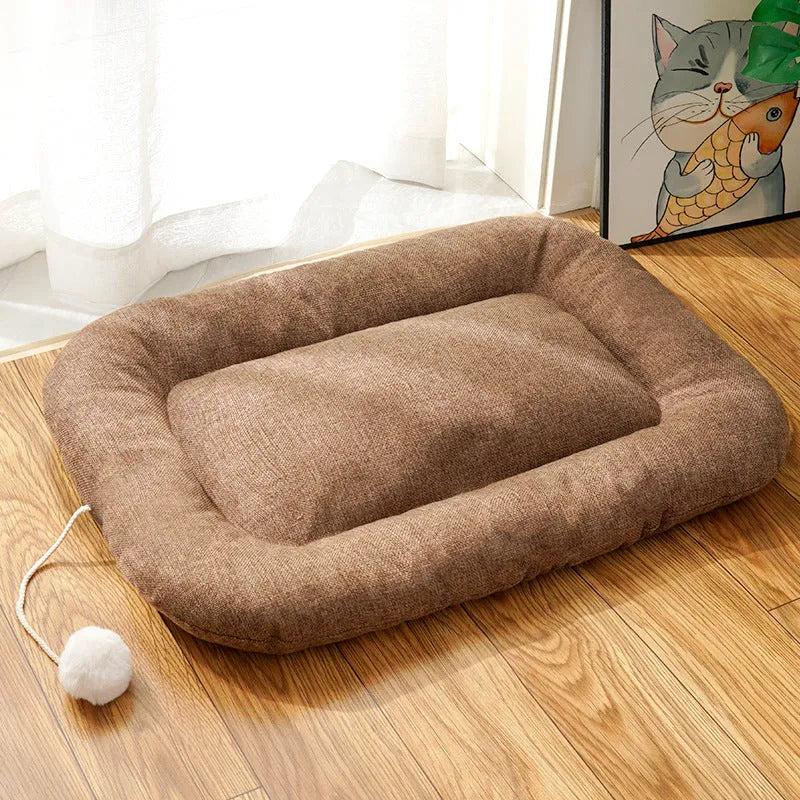 Brown and green kennel pad for dogs serving as summer cooler cushion and cat litter mat in four sizes