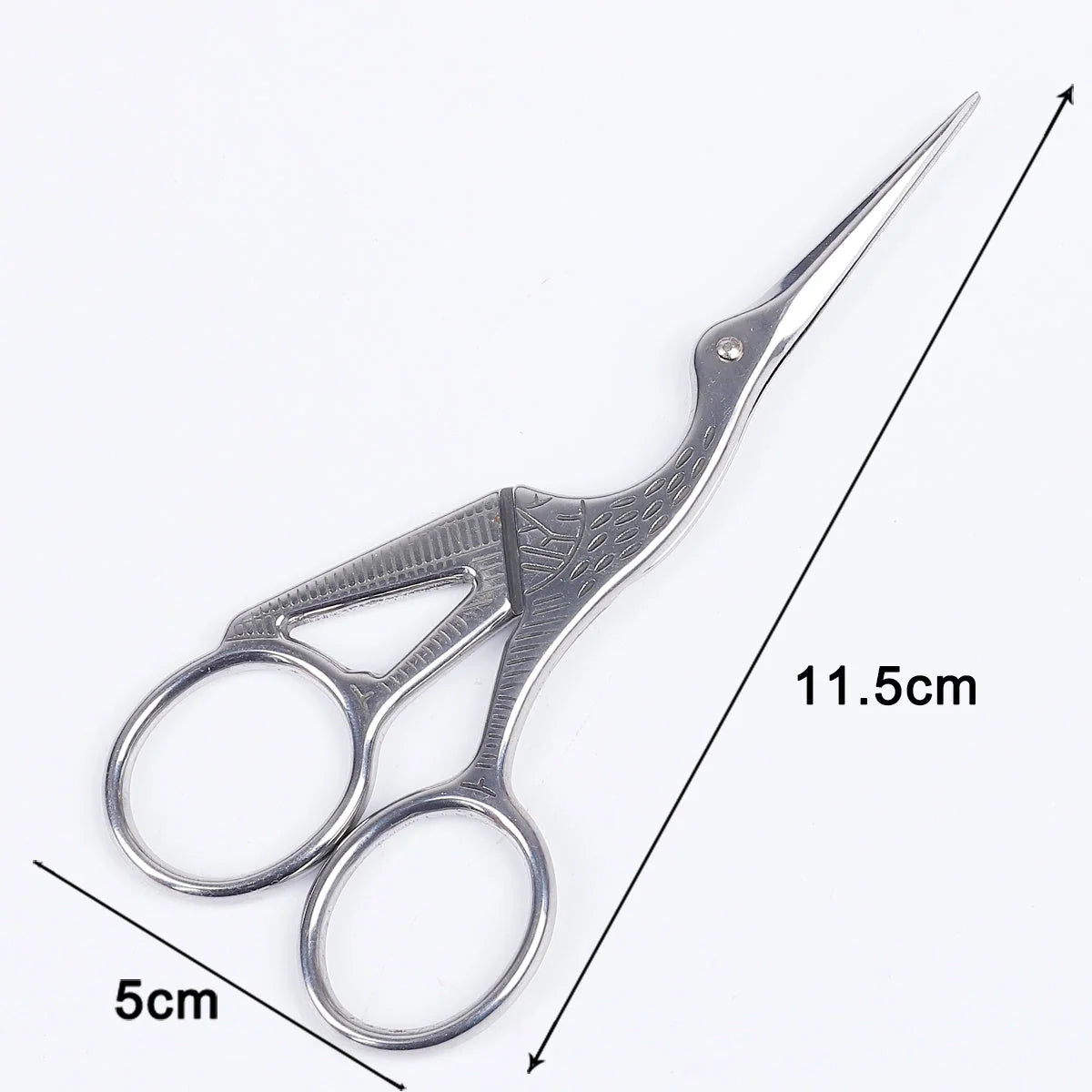 Stainless steel retro scissors in crane shape for precise cutting, available in multiple colours