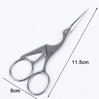 Stainless steel retro scissors in crane shape for precise cutting, available in multiple colours
