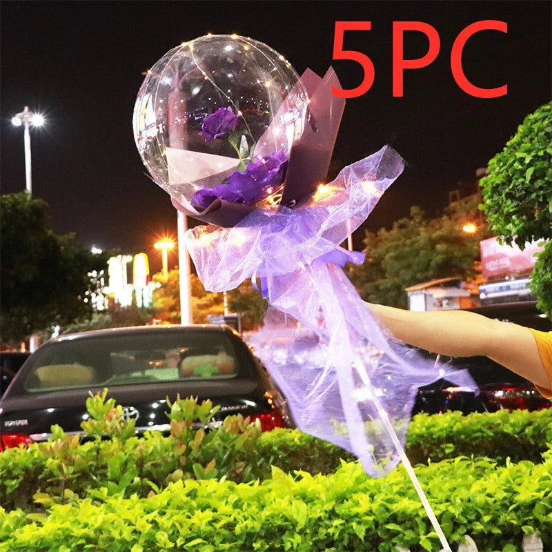 LED luminous balloon rose bouquet in various colors for Valentine's Day decorations