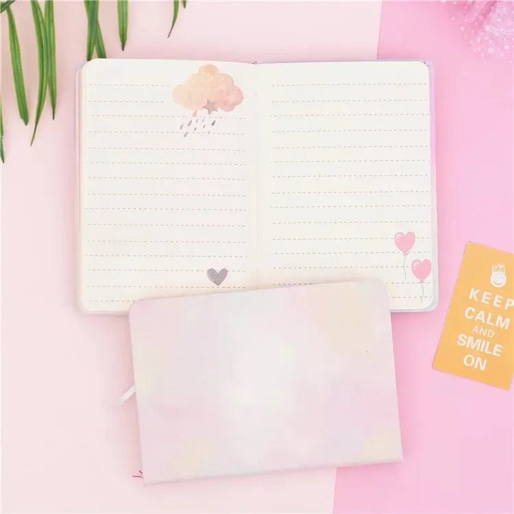 Cloud bubble light notebook with imitation leather cover, wireless binding, 12x17 cm, Love colour option
