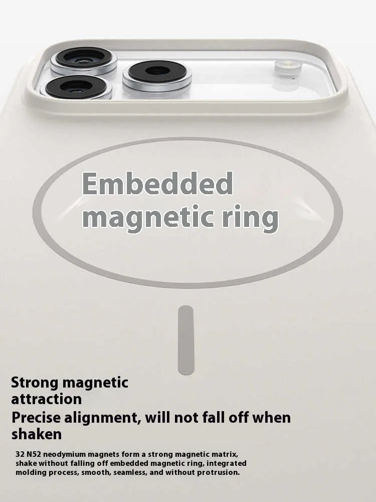 Black matte frosted MagSafe protective case for iPhone 17 Pro Max showing camera cover.