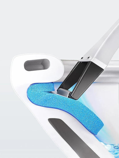 Disposable toilet brush with long handle and sponge-like head for hygienic cleaning