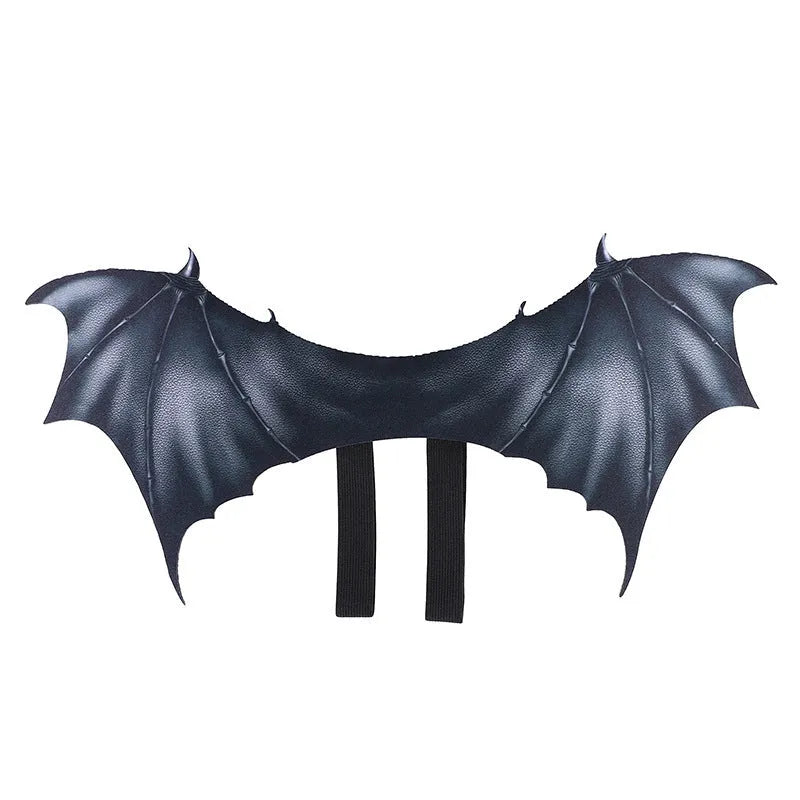 Black cloth bat wings Halloween costume for a cat or dog on a mannequin