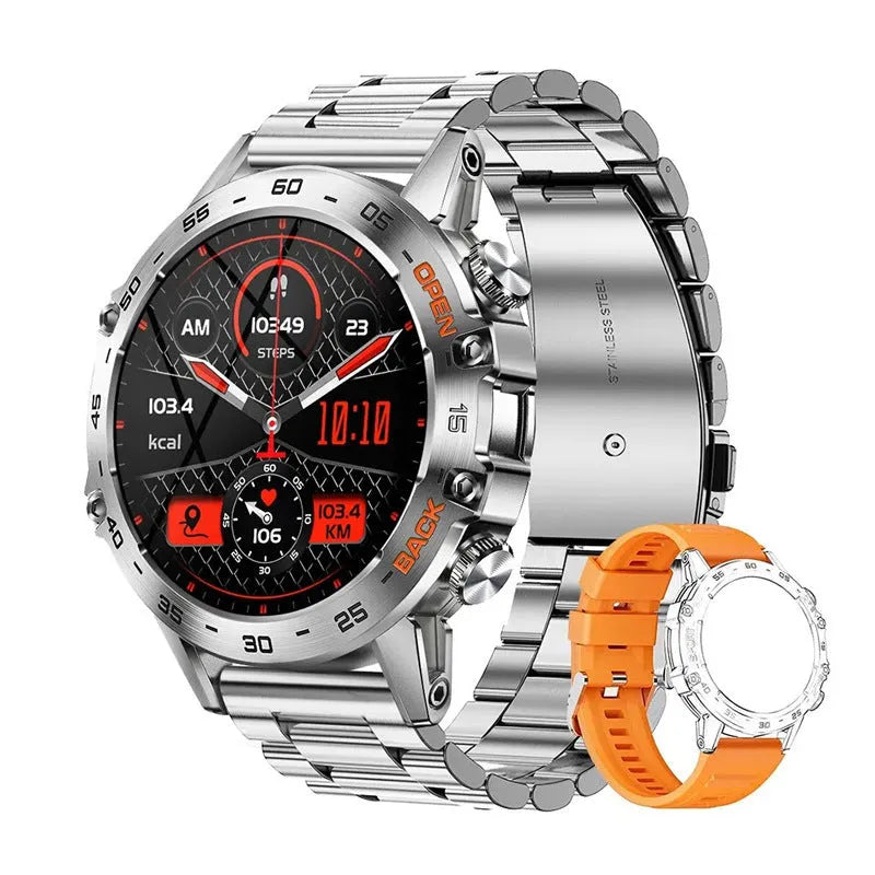 Bluetooth calling smart watch with IPS touch screen on a black silicone strap.