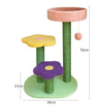 28 inch cat tower with sisal rope winding, wood frame, and lambswool perches in backrest design