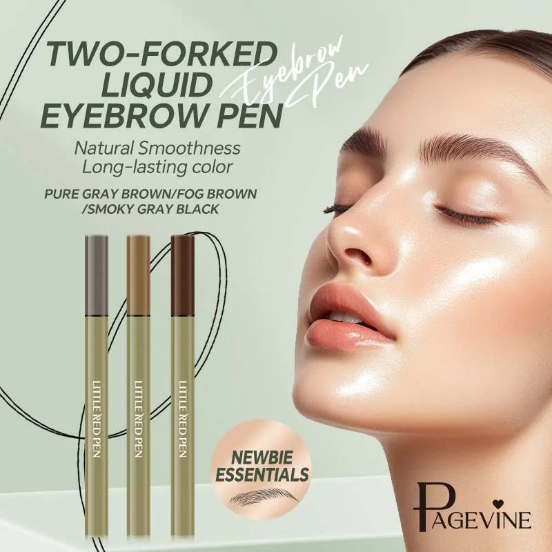 Two fork eyebrow pencil fine liquid applicator in brown and black waterproof formula