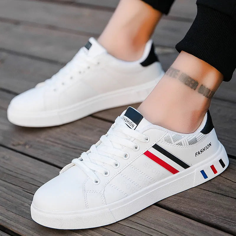 Sports shoes in black, grey, or white colours showing EU size tags from 39 to 44.