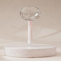 Blue plastic pet food spoon with a built-in fastener clip for dogs and cats.
