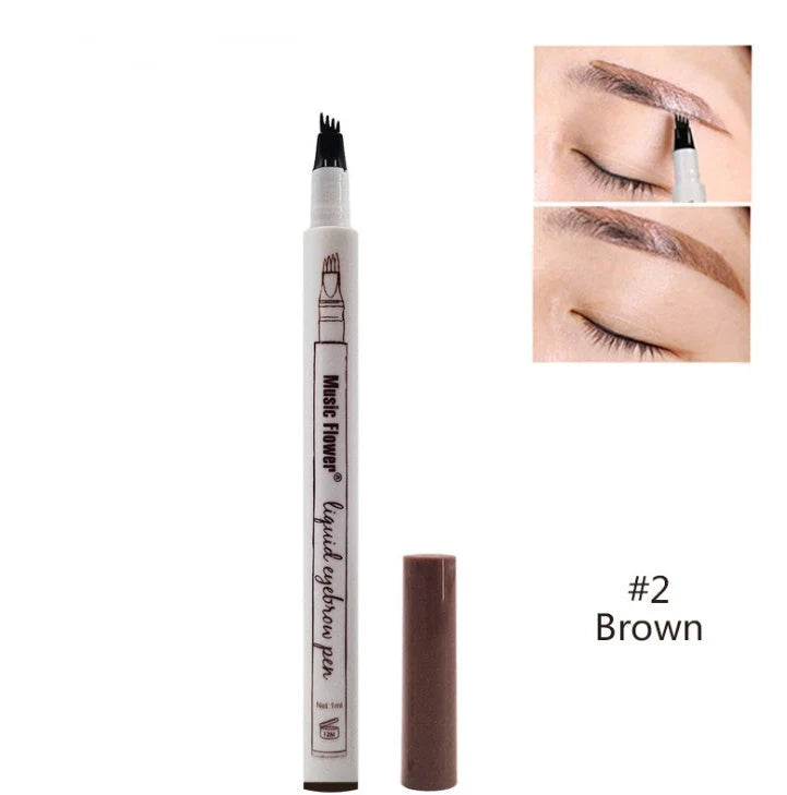 Waterproof Four-Claw Eyebrow Pen for natural, long-lasting brows