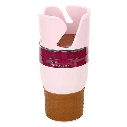 Rotatable ABS car cup holder in green, black, and pink for convenient drink storage