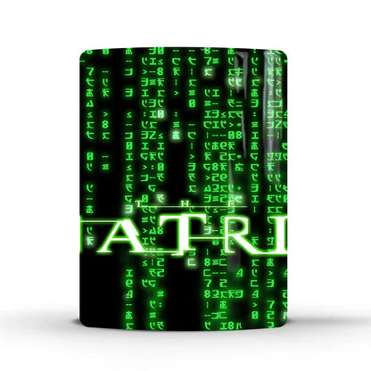 The Matrix-themed ceramic mug with colour-changing design, featuring the iconic imagery from the beloved sci-fi classic.