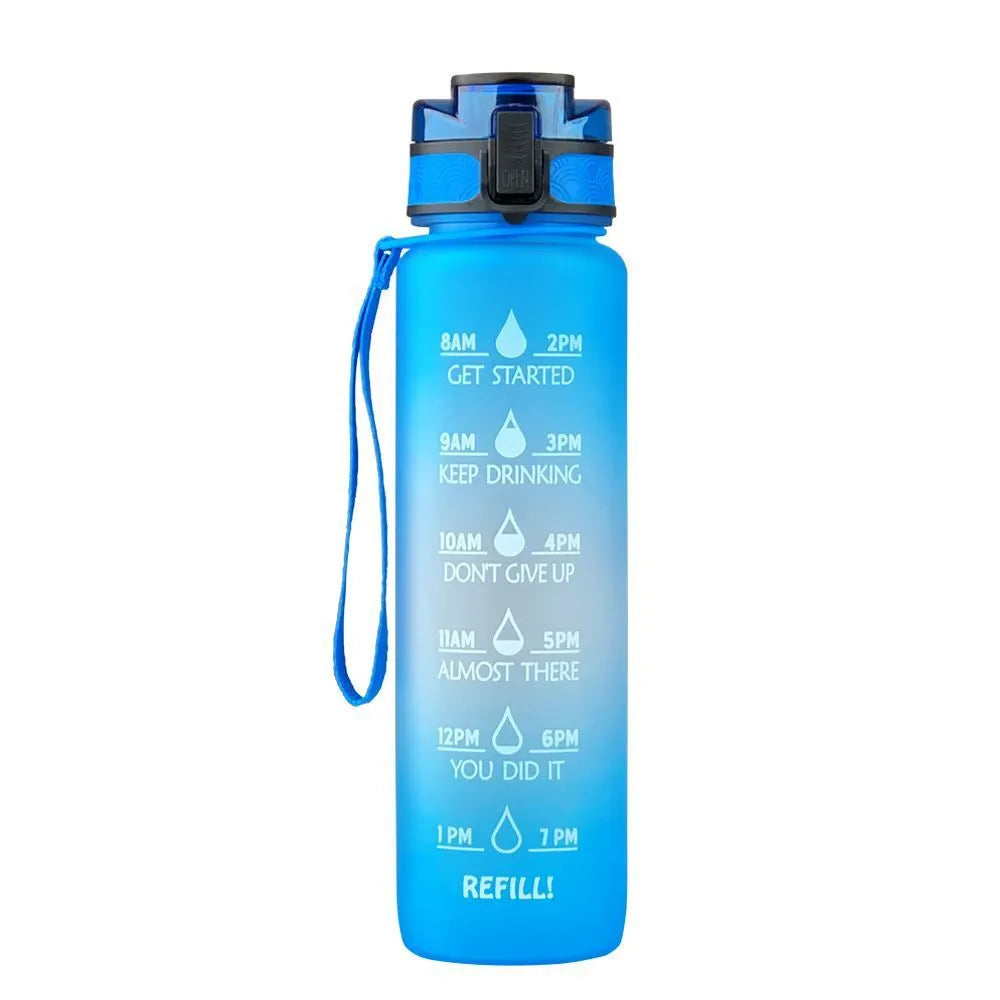 Clear 1000ml sports water bottle with wide opening showing BPA-free Tritan construction