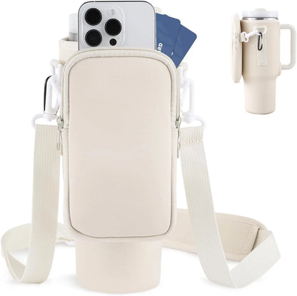 Slok Water Bottle Carrier Bag for 40oz tumblers with adjustable strap and front pockets