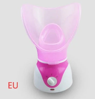 Purple AIDU ion hot spray steamer with mask, nasal mask, and measuring cup for home facial hydration