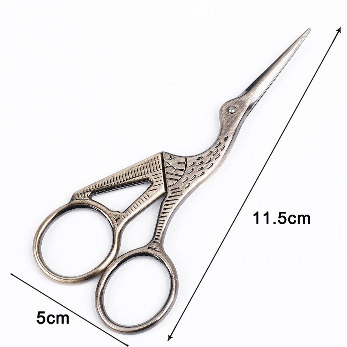 Stainless steel retro scissors in crane shape for precise cutting, available in multiple colours