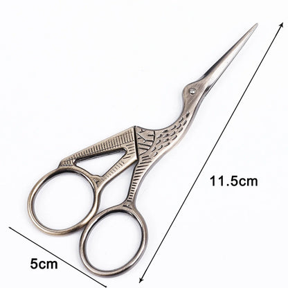 Stainless steel retro scissors in crane shape for precise cutting, available in multiple colours