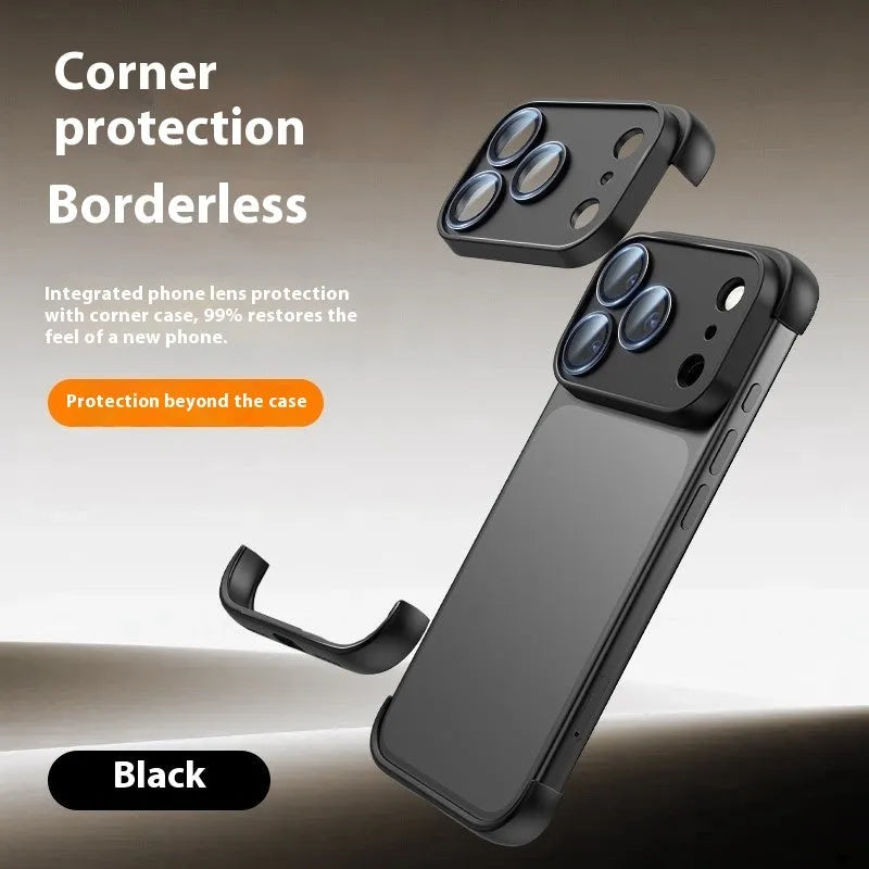 High-grade simple personality shell phone case for iPhone 17 models in black, orange, grey, and desert colour.