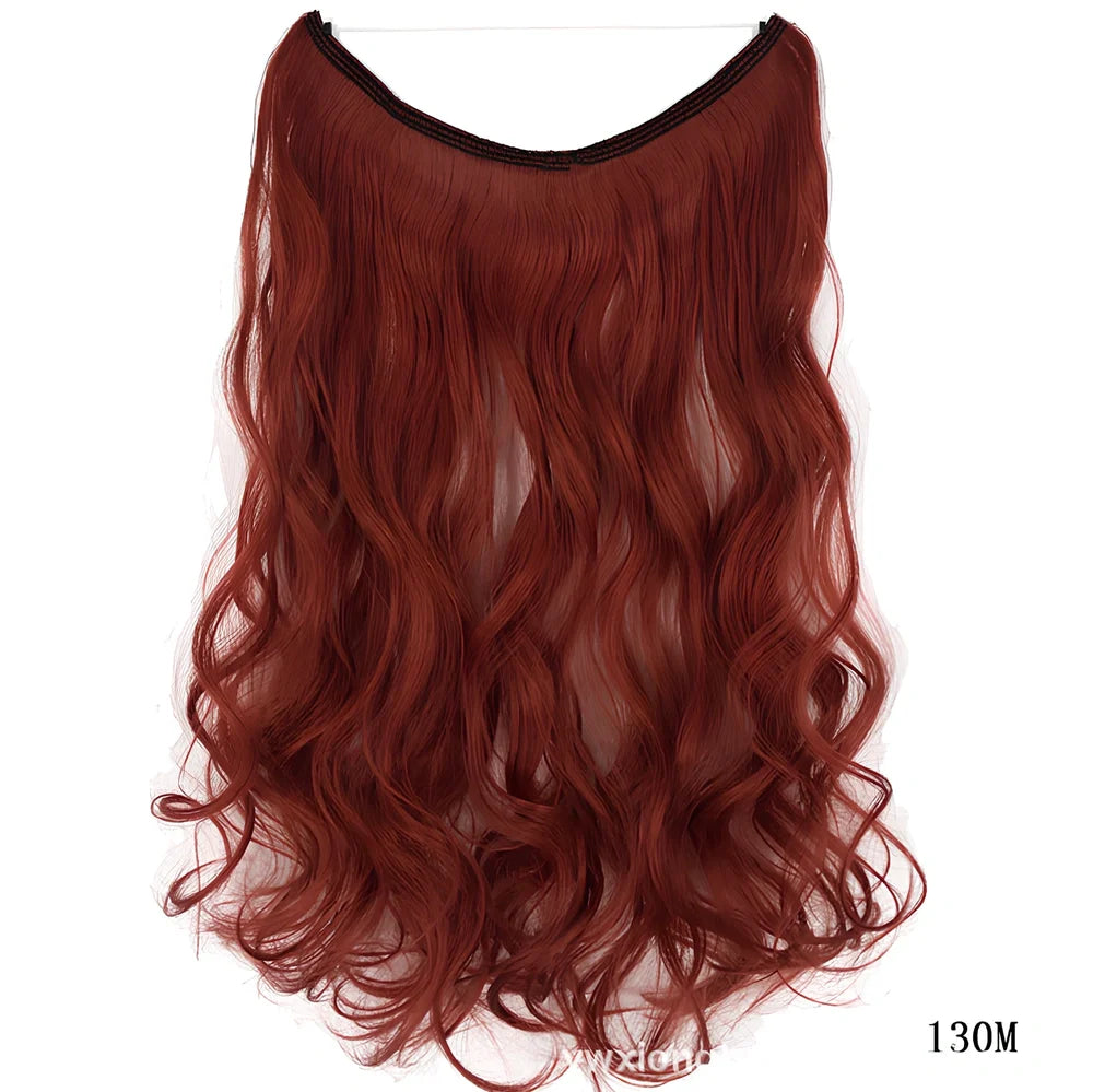 22 inch invisible wire silky straight synthetic hair extensions, 55cm length 80g weight no clips