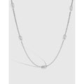 Women's 925 silver oval bead clavicle chain, simple electroplated finish, silver colour necklace on display