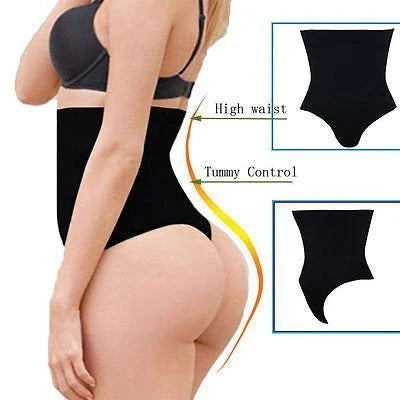 High-waist tummy control thong in assorted colours, featuring a 2-layer midsection design for shaping and support