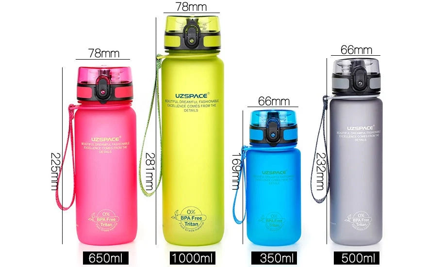 500ml sports water bottle in red, blue, green, and grey with leak-proof seal