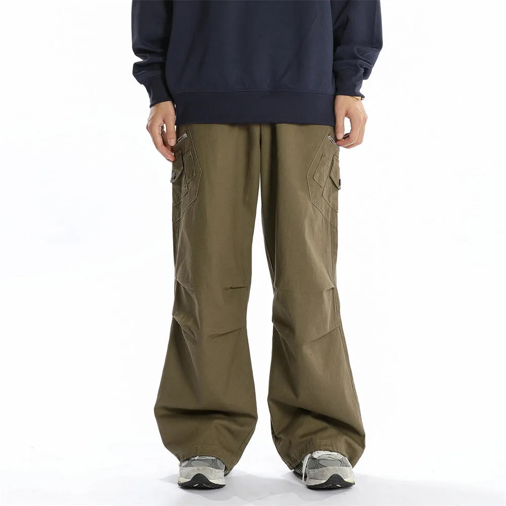 Men's casual cotton trousers in solid black colour, leisurewear for youth, front view