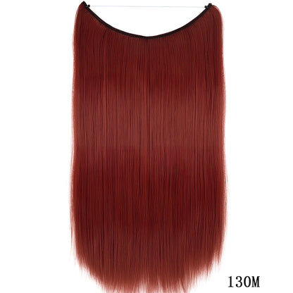 22 inch invisible wire silky straight synthetic hair extensions, 55cm length 80g weight no clips