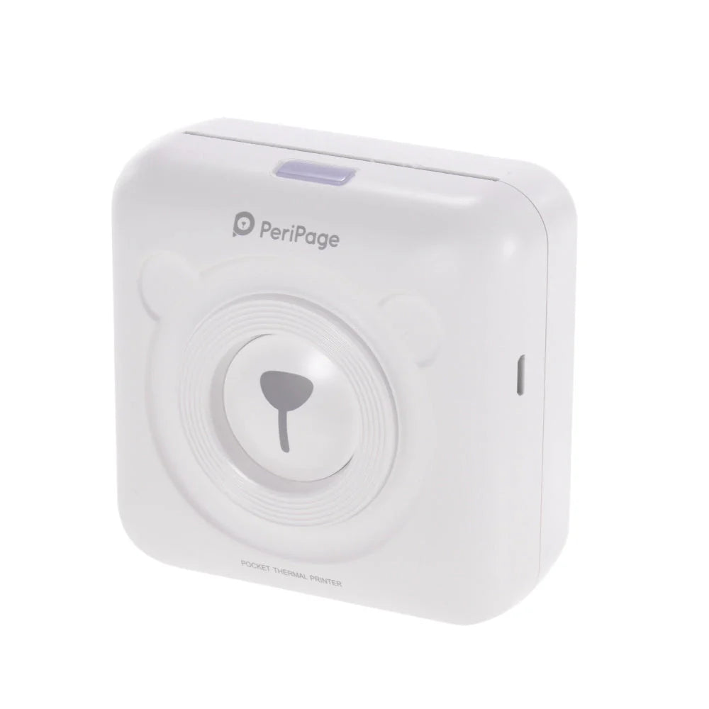 Portable handheld label mini thermal printer in white, pink, or blue