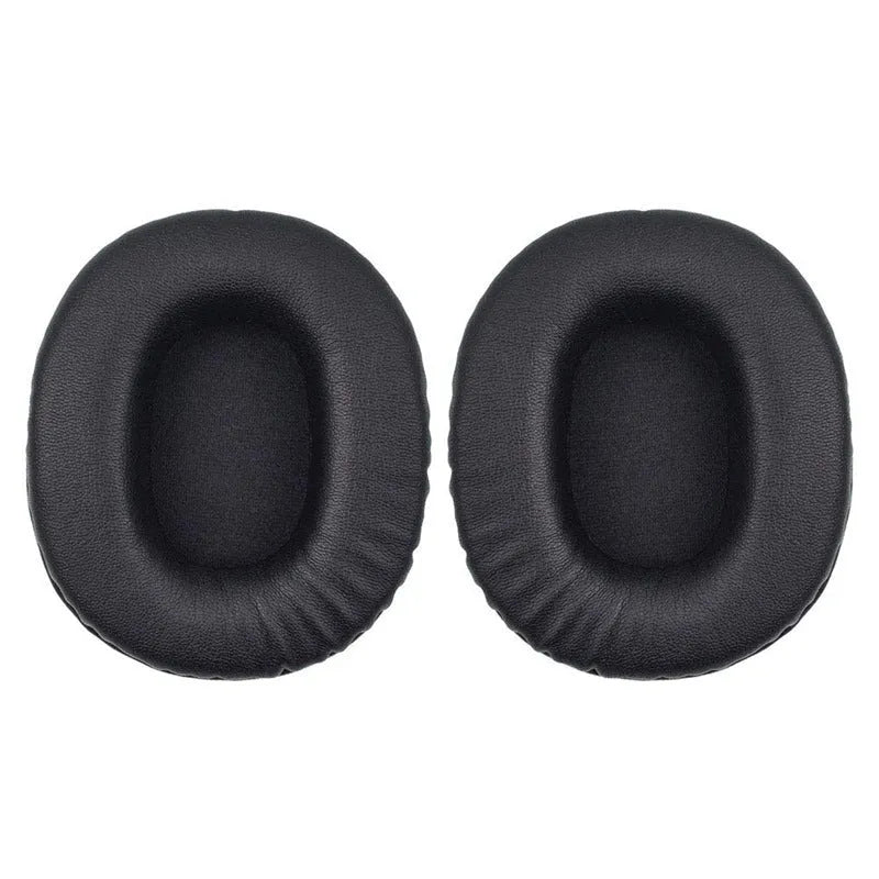 Black PU leather headphone covers for Sony 1R headphones, shown as a two-piece set.
