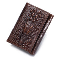 Genuine leather men's short wallet with driver's license slot, solid colour, first layer cowhide, dark brown