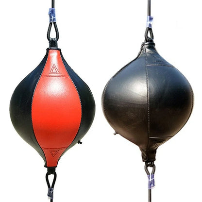 Black boxing speed ball with 40cm length hanging from elastic ropes with inflator and hooks