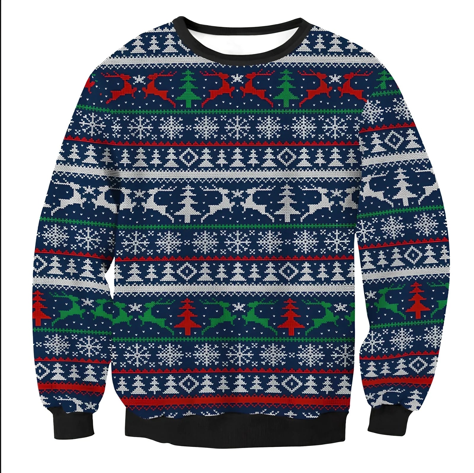 Cartoon Vacation Santa Elf pullover in cotton, full sleeves 60-70cm, O-neck for women and men, casual winter top sizes S-XL