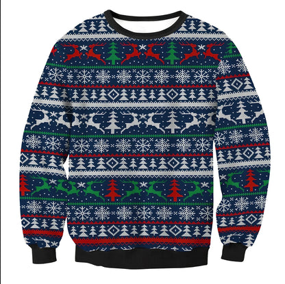 Cartoon Vacation Santa Elf pullover in cotton, full sleeves 60-70cm, O-neck for women and men, casual winter top sizes S-XL