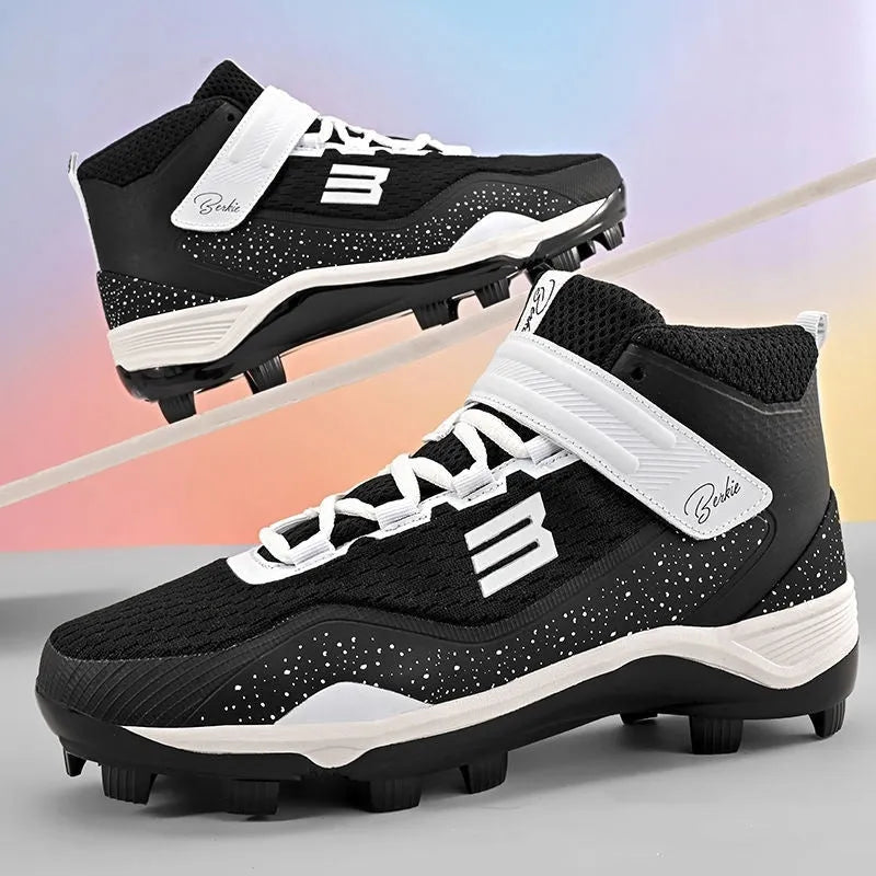 Black and white velcro training sneakers with wear-resistant rubber outsole and superfine mesh upper