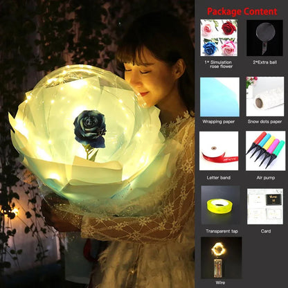 LED luminous balloon rose bouquet in various colors for Valentine's Day decorations