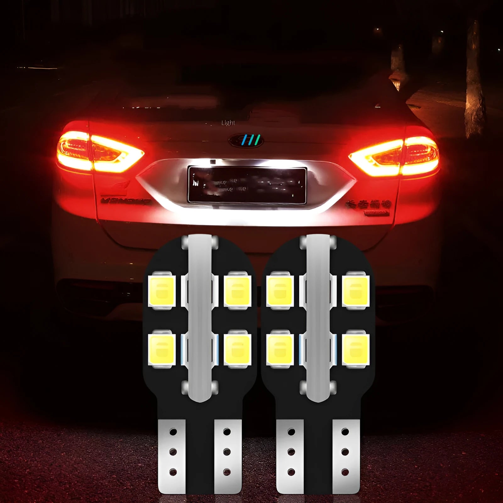 12V T10 LED car license plate light bulb in white colour with wedge base