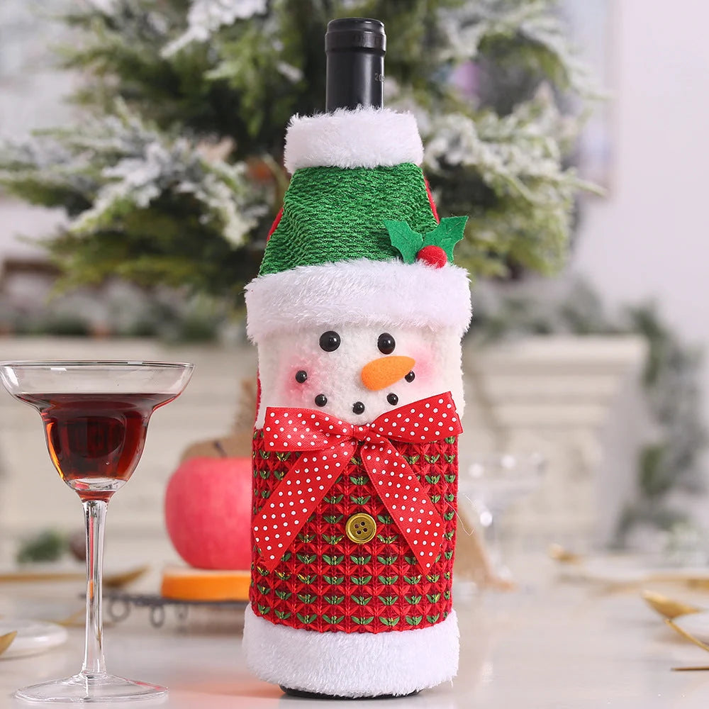 Festive Christmas wine bottle socks in vibrant holiday designs