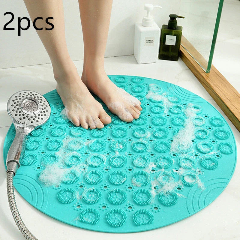 Textured Surface Round Shower Mat with Massage Texture, Non-Slip Suction Cups, and Drainage Holes for Kiwi Bathrooms