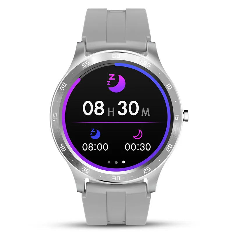 S20 smart fitness bracelet on a wrist, showing its 1.28 inch screen and strap, in black, grey, or pink.