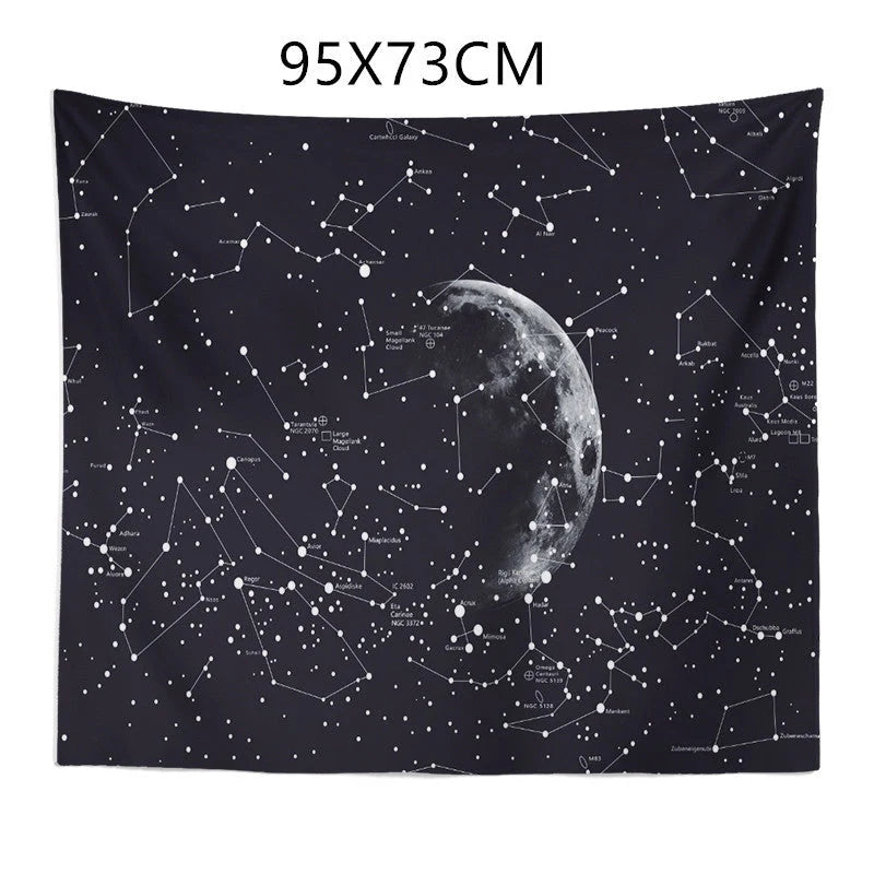 Constellation tapestry with moon pattern for bedroom decoration