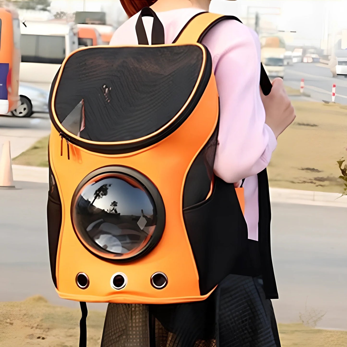 Blue Cat&Dog Astronaut Capsule Backpack, 35x36x27cm pet carrier with transparent window for secure travel