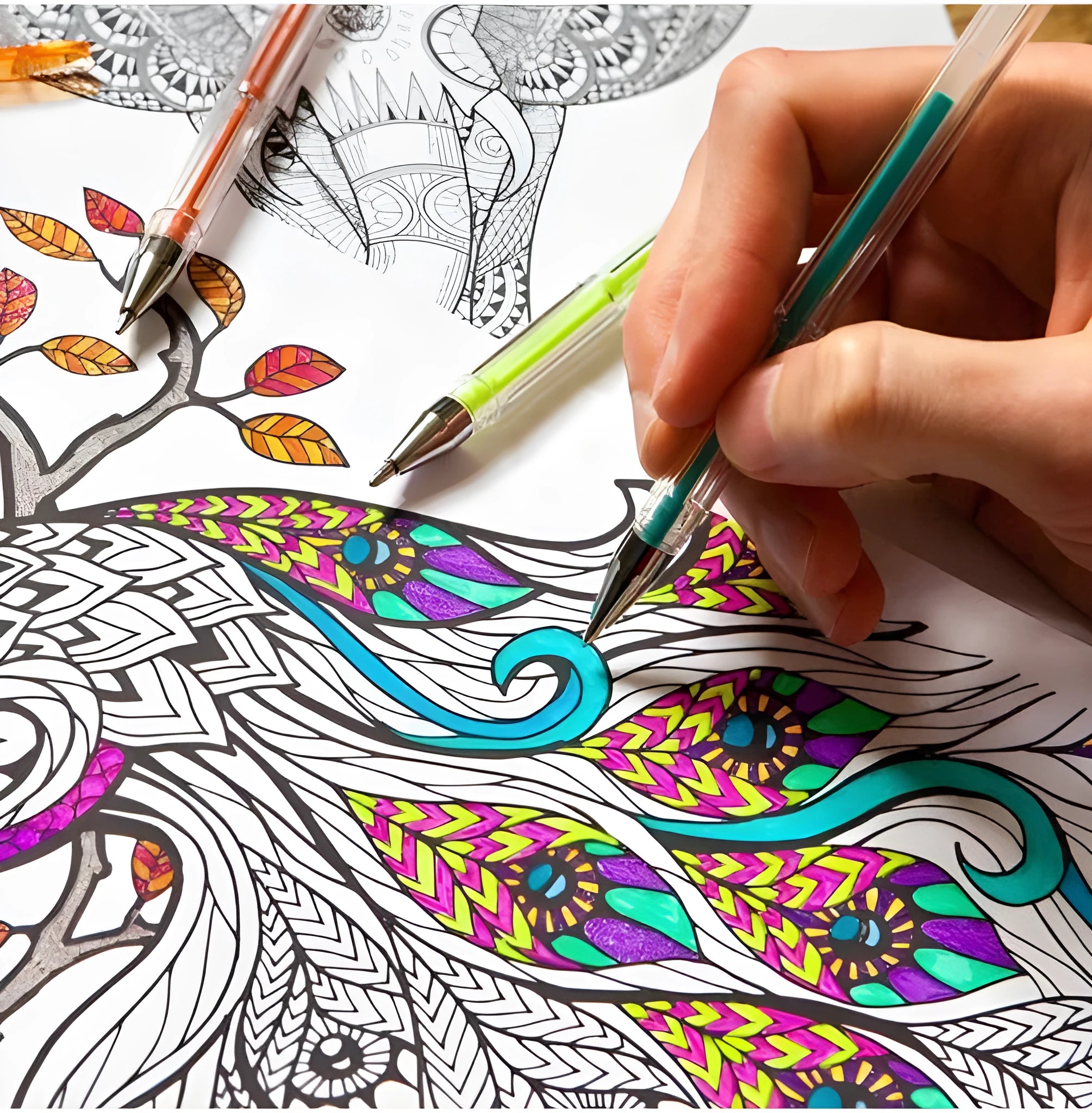 Pack of colour gel pens with a 2.2mm ink reservoir, showing 25 or 50 piece bulk options