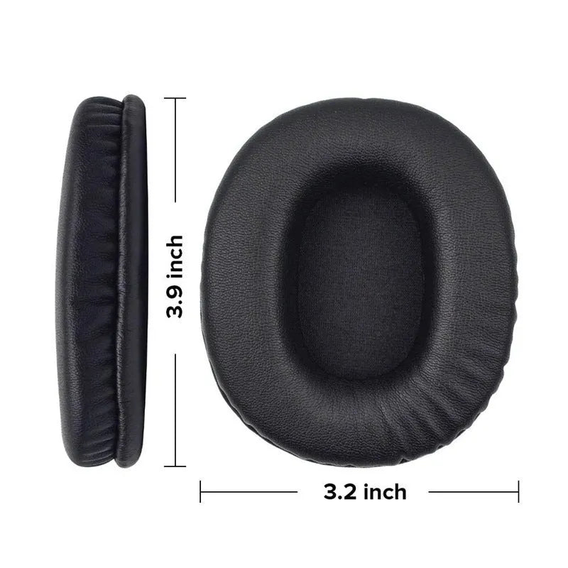 Black PU leather headphone covers for Sony 1R headphones, shown as a two-piece set.