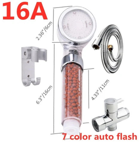 Colour-changing LED shower head with temperature sensor and high-pressure design
