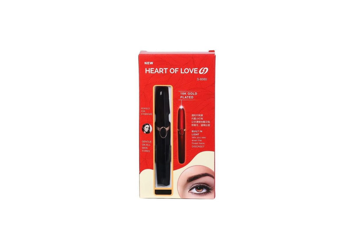 Multifunction second-generation eyebrow trimmer in white, black, and red with compact box