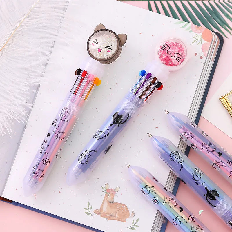 Cute cat design press-type mechanical pencil showing 15cm length and 0.5mm specification