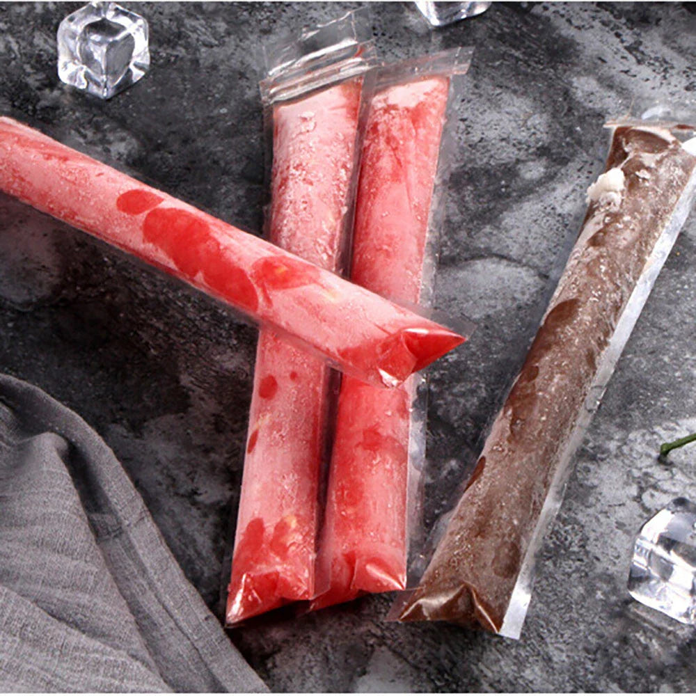 Reusable popsicle molds with self-sealing, BPA-free bags for making homemade ice pops and frozen treats